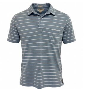 AIR SPEED Montauk Mens Large Blue White Striped Golf Polo Shirt (R31)